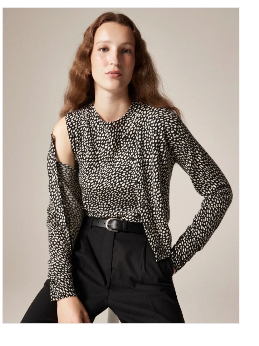 J Crew Featherweight Cashmere Sweater Shell in Spot / Animal Print - Picture 2 of 2